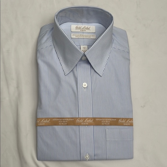 Roundtree & Yorke Other - Roundtree & Yorke Blue Dress Shirt Classic Pinstripe